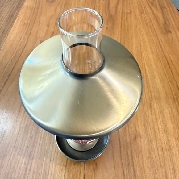 Vintage Hurricane Candle Holder Glass Chimney Brass Base and Shade - Picture 5 of 8